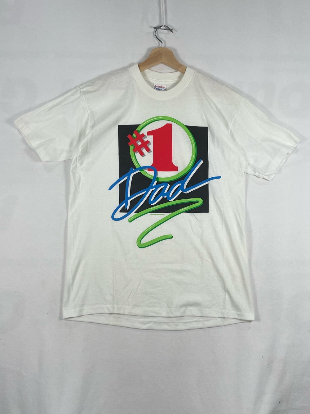 Vtg #1 Dad Father White T shirt Tennesse River Captain's T's Heavyweight Sz L